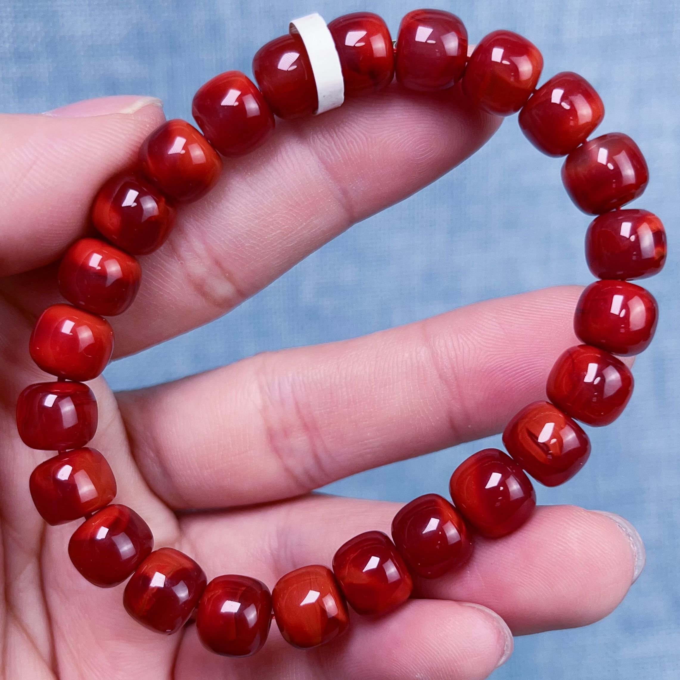 804C30凉山瓦西料南双色锦红老型单圈手串