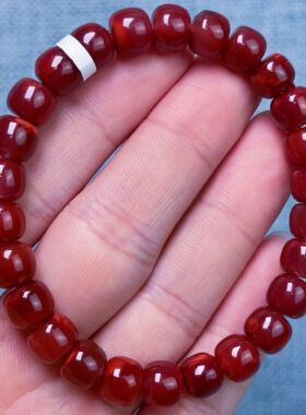 14C20凉山瓦西料南红妖牛血红单圈手串
