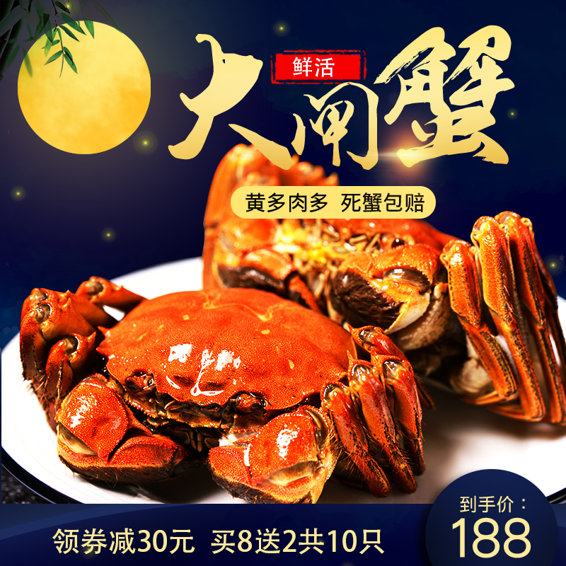 陽澄湖大閘蟹鮮活螃蟹現貨公3兩母2兩新鮮特大河蟹禮盒裝5對10只