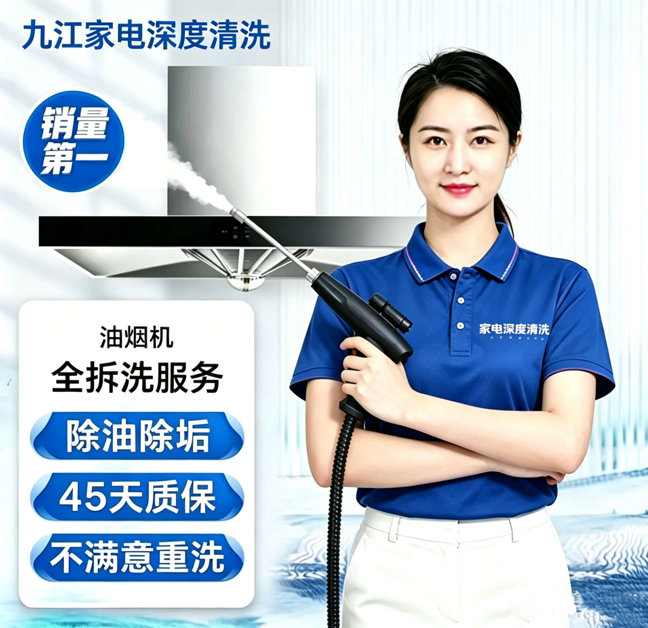 油烟机全拆清洗上门服务集成灶高温消毒除菌九江本地专业深度清洗