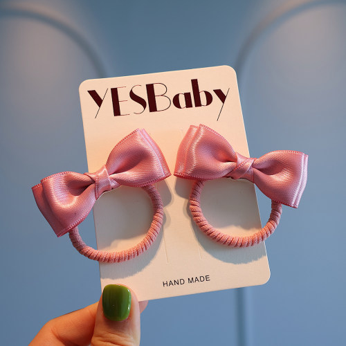 简约百搭气质缎带蝴蝶结发圈女童可爱对扎头绳宝宝日常扎头发皮筋