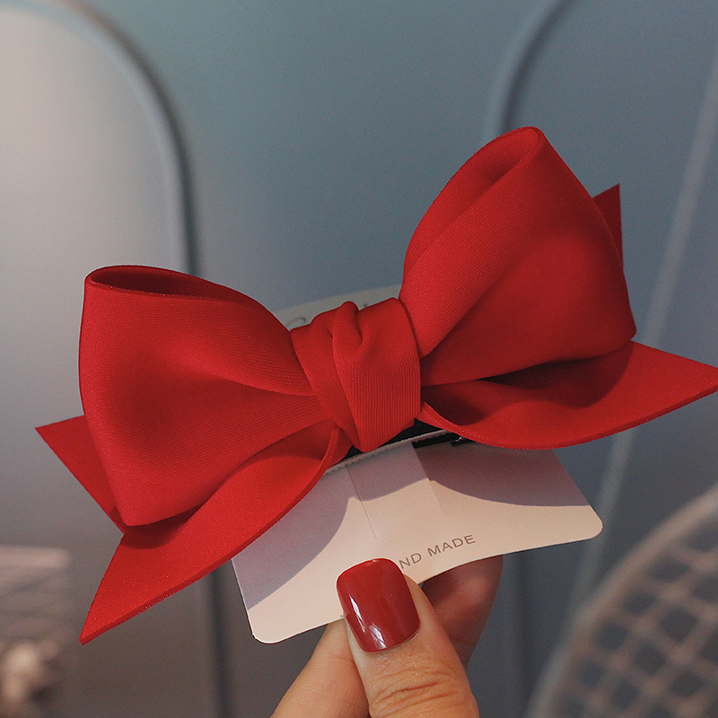 红色喜庆大蝴蝶结发夹可爱发卡