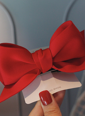 红色喜庆大蝴蝶结发夹日系可爱白雪公主立体顶夹发卡儿童亲子发饰