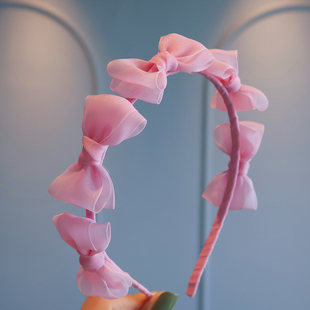 粉嫩甜美网纱蝴蝶结发箍小女孩公主百搭发卡儿童可爱防滑不勒头箍