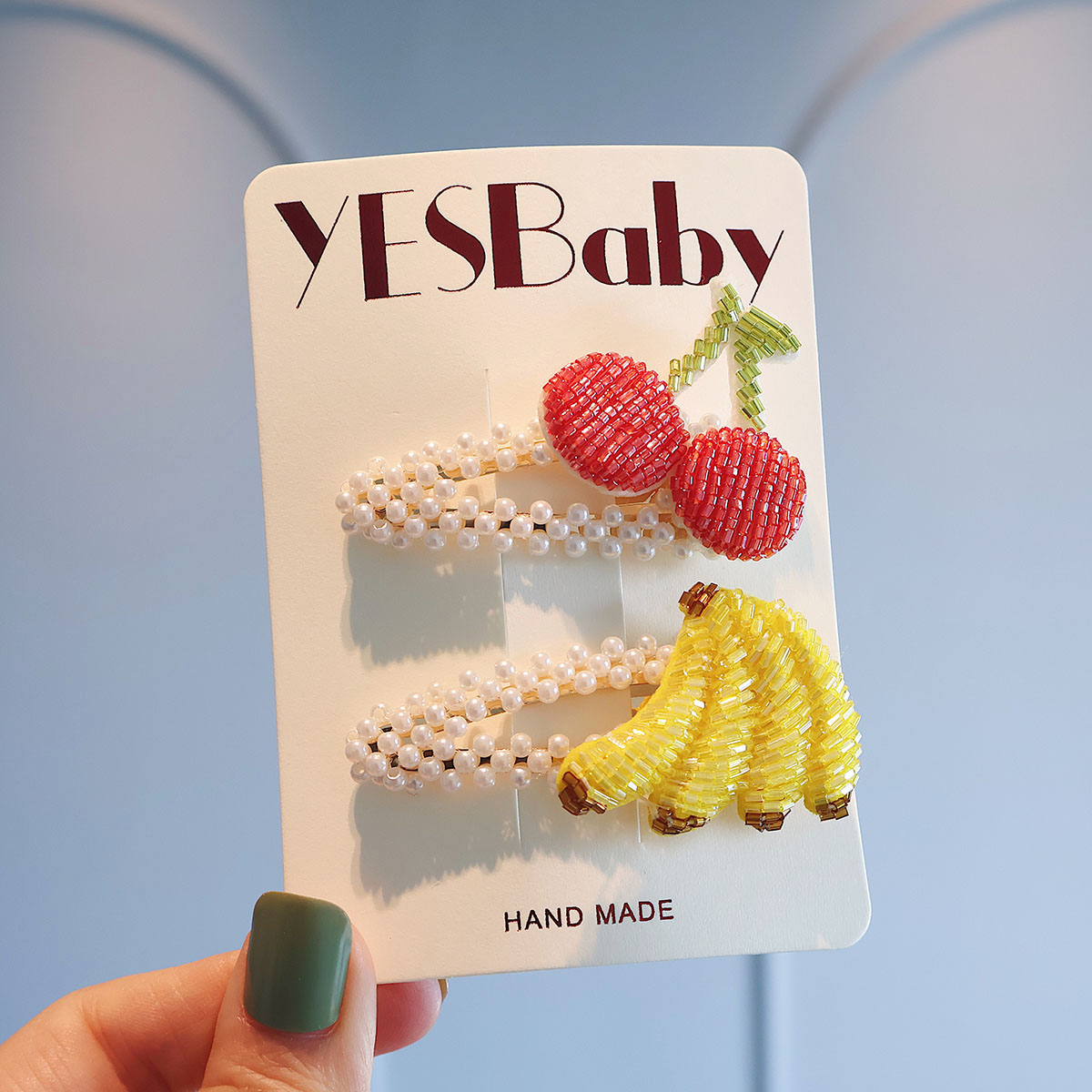 夏日串珠水果发夹宝宝可爱刘海bb夹女孩侧边发卡儿童碎发夹子头饰