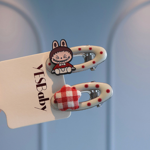 趣味卡通儿童刘海发夹小女孩高级感红色时尚碎发边夹可爱侧边发卡