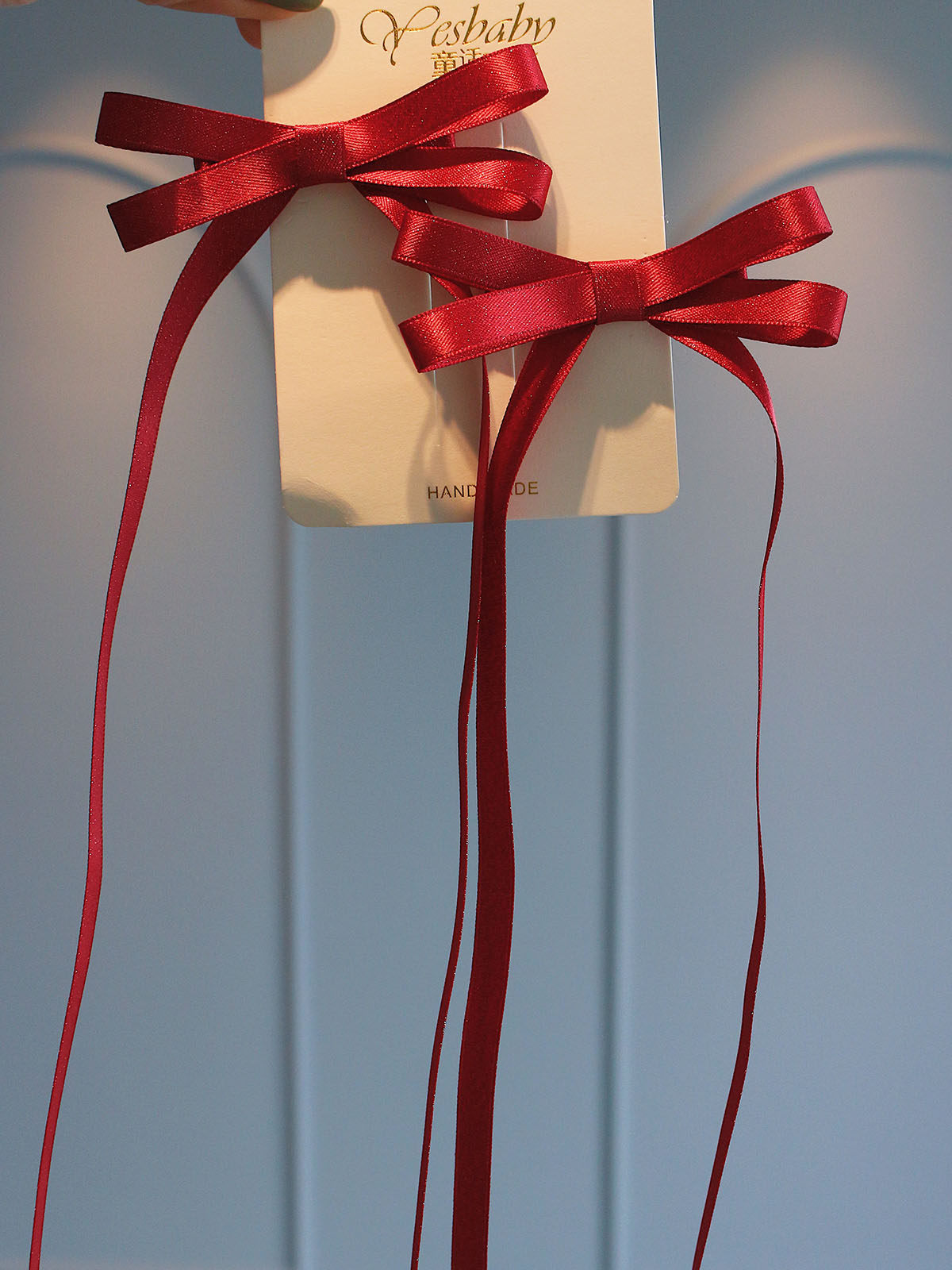 气质丝带一对儿童蝴蝶结红色绑发头饰公主双马尾侧边女童飘带发夹