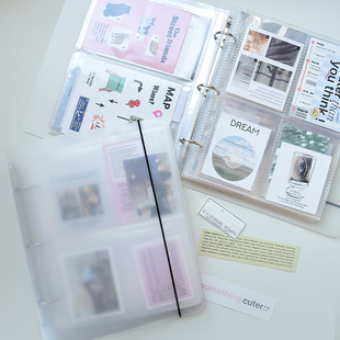 A5磨砂绑绳票据收纳册3寸高铁票拍立得卡册咕卡贴纸素材收集册爱豆明星专辑收藏册明信片飞机票旅游记录册