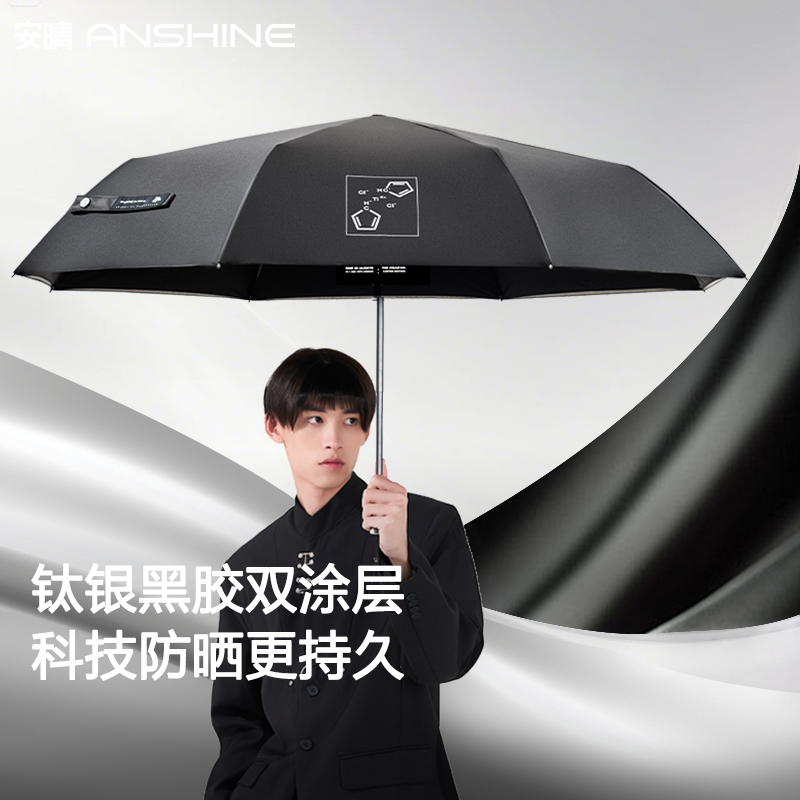 钛银+黑胶双涂层防晒伞
