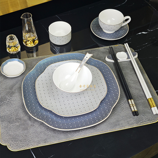 酒店摆台兰庭雅韵餐具套装五星级专用高端骨瓷会所包厢商用盘碗碟