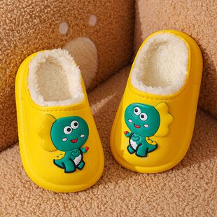 儿童棉拖鞋男孩女孩冬季防水防滑男童居家可爱加绒保暖宝宝毛拖鞋