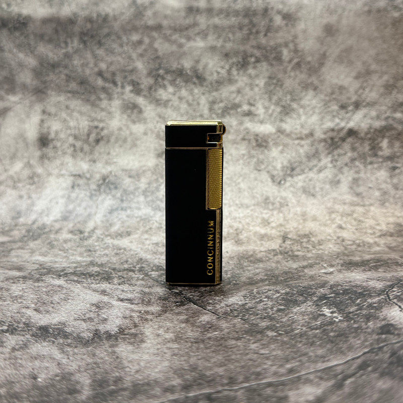 英国康恩斯黑金烟斗打火机斜火皮革升降侧滑小巧复古充气创意男士