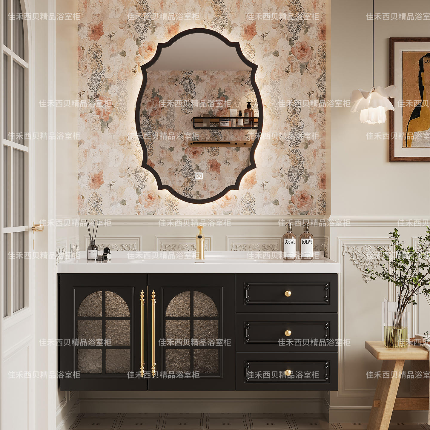 法式复古浴室柜组合洗脸池