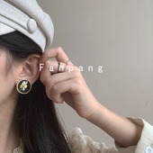 韩国s925银针宫廷浮雕耳钉复古做旧耳环无耳洞耳夹耳饰人头像秋冬