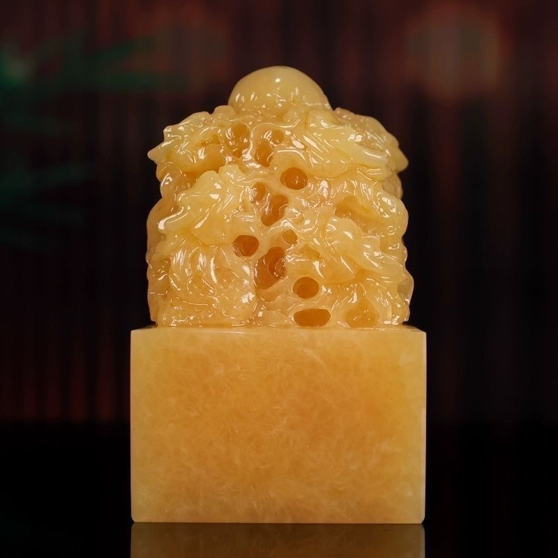 天然玉石黄玉九龙龙头印章风水白玉传国玉玺摆件大印篆刻招财官印