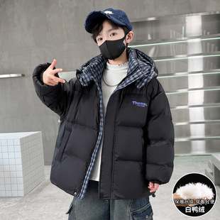 男童冬季羽绒服2025新款冬装男孩痞帅炸街中大童加厚儿童保暖外套