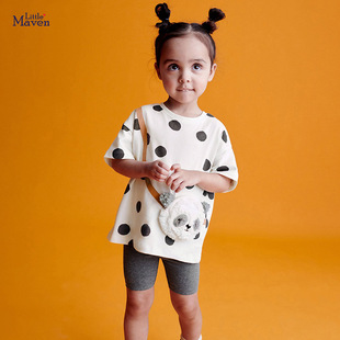 maven欧美可爱女童套装 熊猫女童套装 夏季 贴布绣童装 短袖 Little