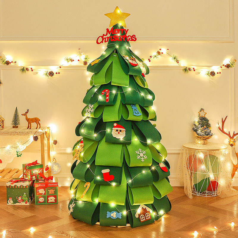 网红卡纸圣诞树圣诞节装饰免裁剪自制手工diy材料包氛围布置摆件