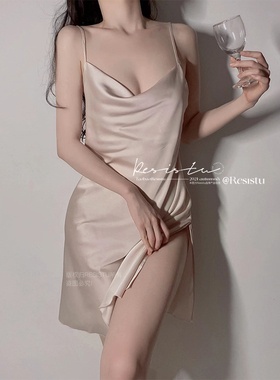 RESISTU 浮生若梦冰丝缎面性感睡衣女春秋2022年夏季私房吊带睡裙