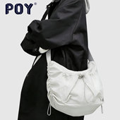 POY® 饺子包女士轻便大容量褶皱斜挎包日常休闲通勤百搭单肩包