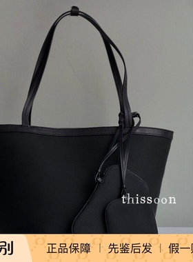 折扣途中The Row park tote three canvas新款黑色双面帆布托特包