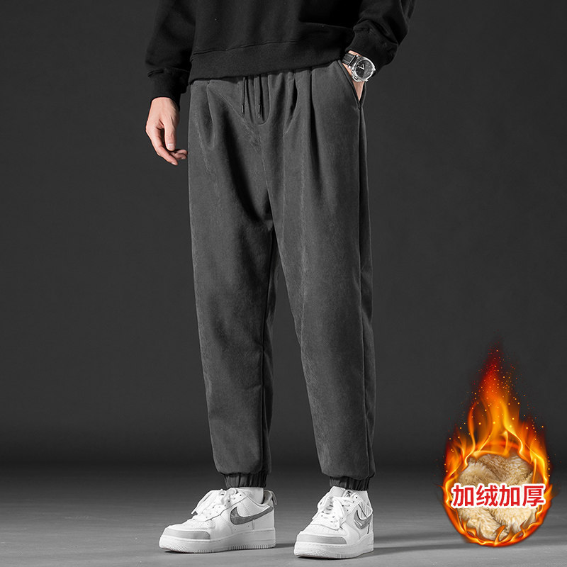 Winter Leggings men's Plush cashmere warm warm Korean style casual versatile pants