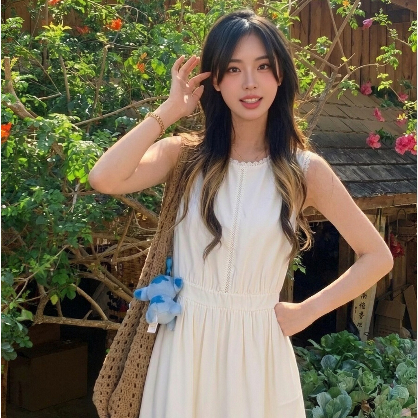 ELLE法式莱赛尔无袖连衣裙图片