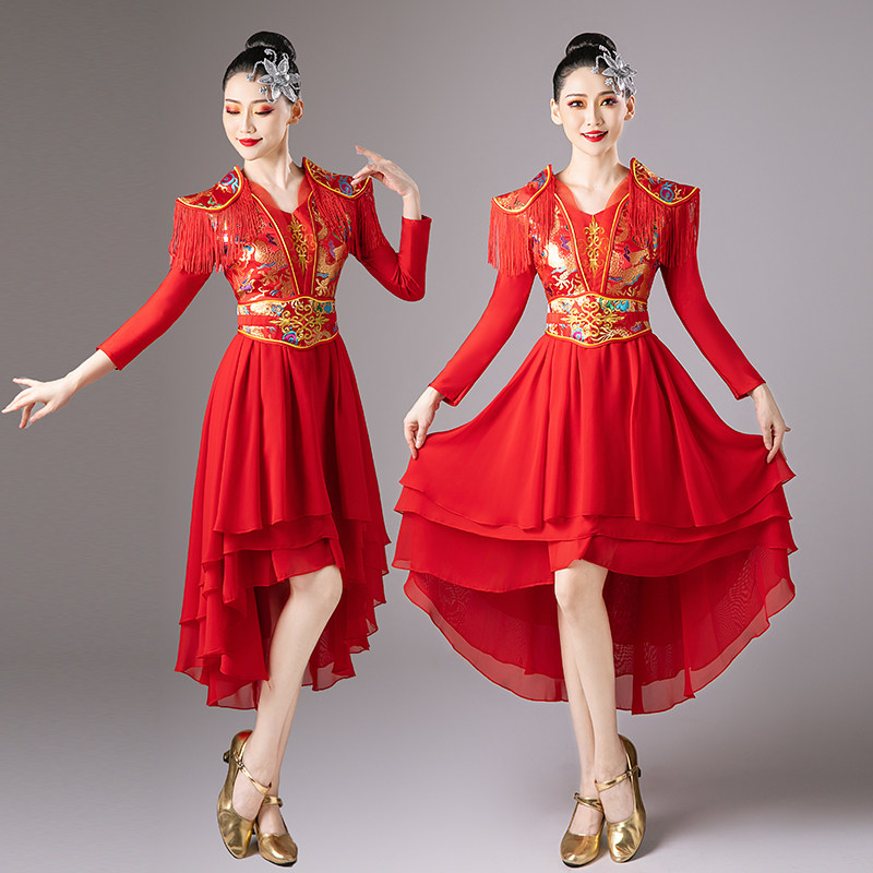 高档打鼓服演出服女中国风喜庆威风锣鼓腰鼓开场舞蹈服装现代成人