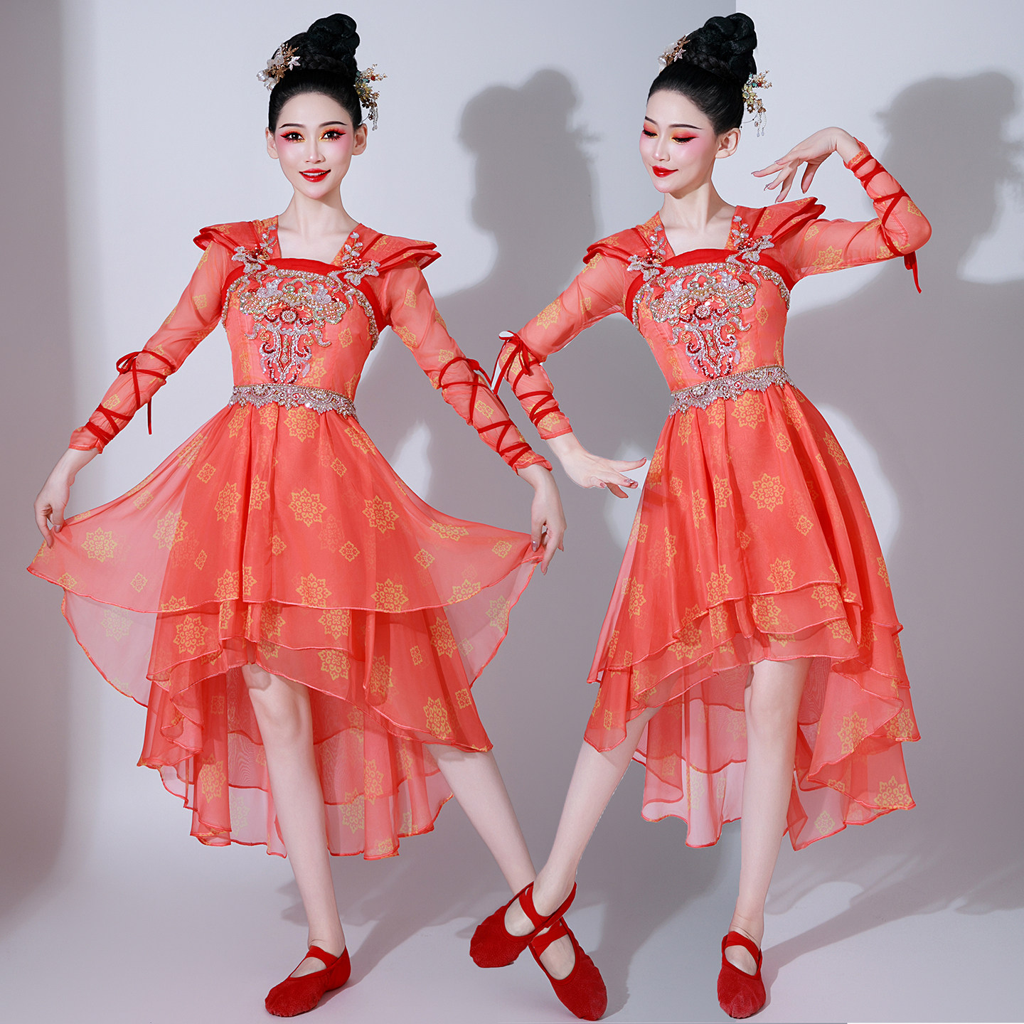 高档打鼓服演出服女中国风舞蹈服锣鼓腰鼓水鼓开场舞服装现代成人