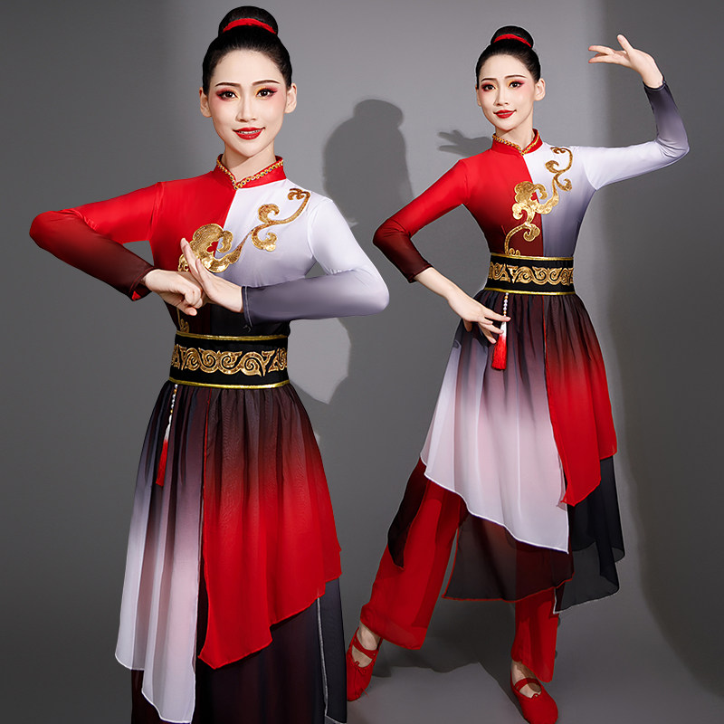高档打鼓演出服装女中国风威风锣鼓舞蹈表演服民族腰鼓秧歌服成人
