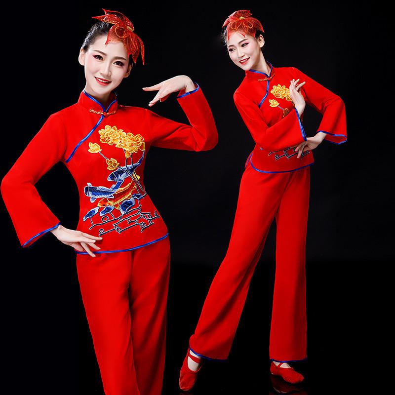 高档中老年秧歌舞蹈服装演出服女2026新款喜庆古典舞腰鼓队舞广场