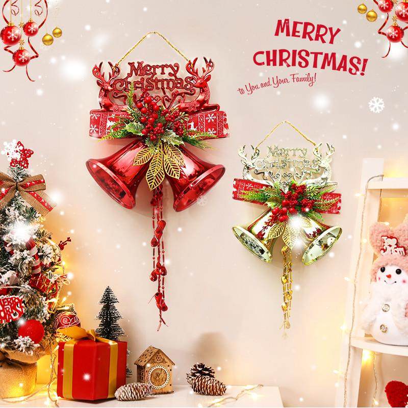 圣诞节装饰2024新款创意家用圣诞树挂件花环铃铛门挂场景氛围布置