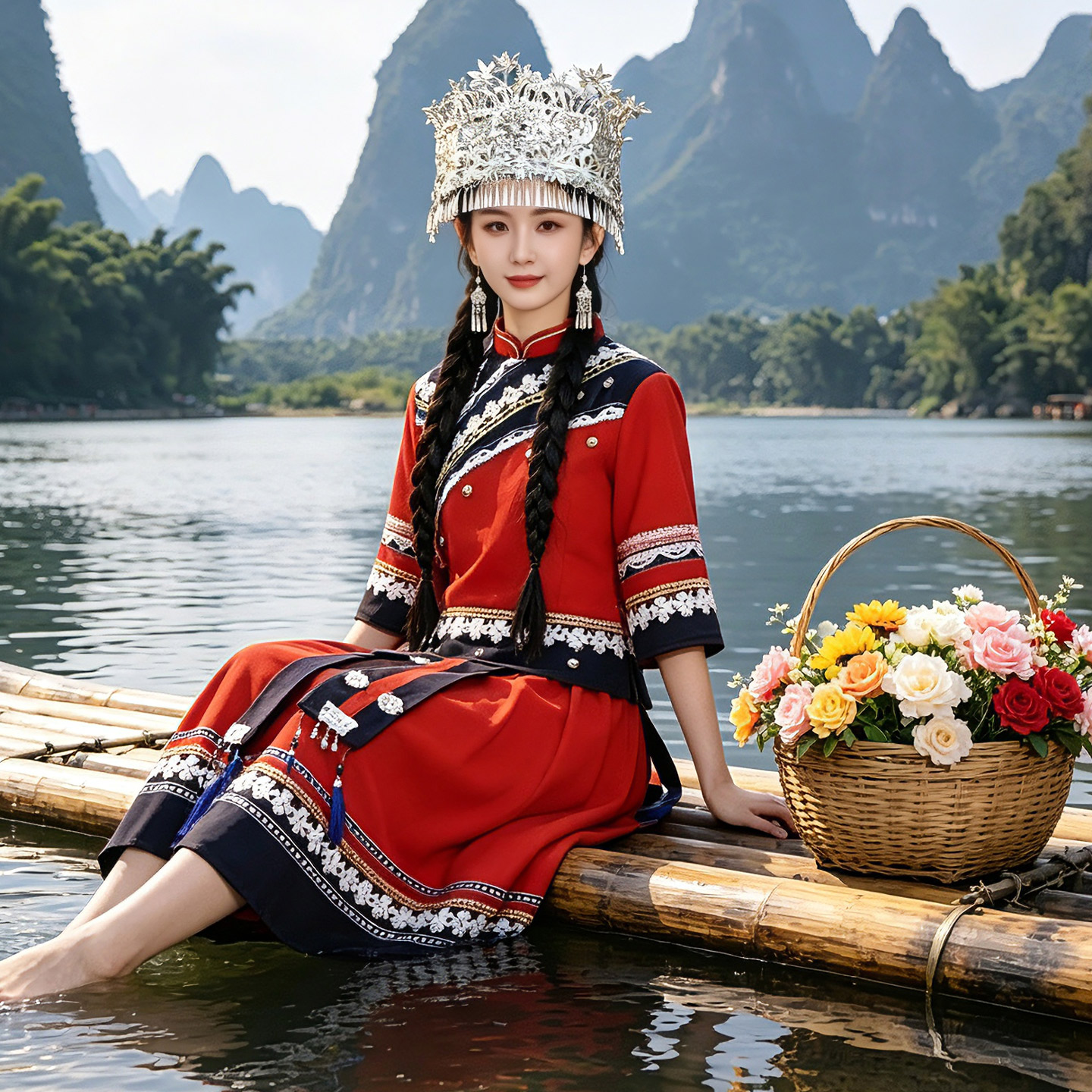 高档少数民族服装新款女款传统苗族服饰苗疆贵州成人长款彝族旅拍
