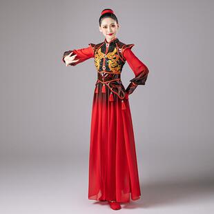 高档女王行演出舞蹈打鼓服装象古装汉服九州同侠客武侠剑舞中国风
