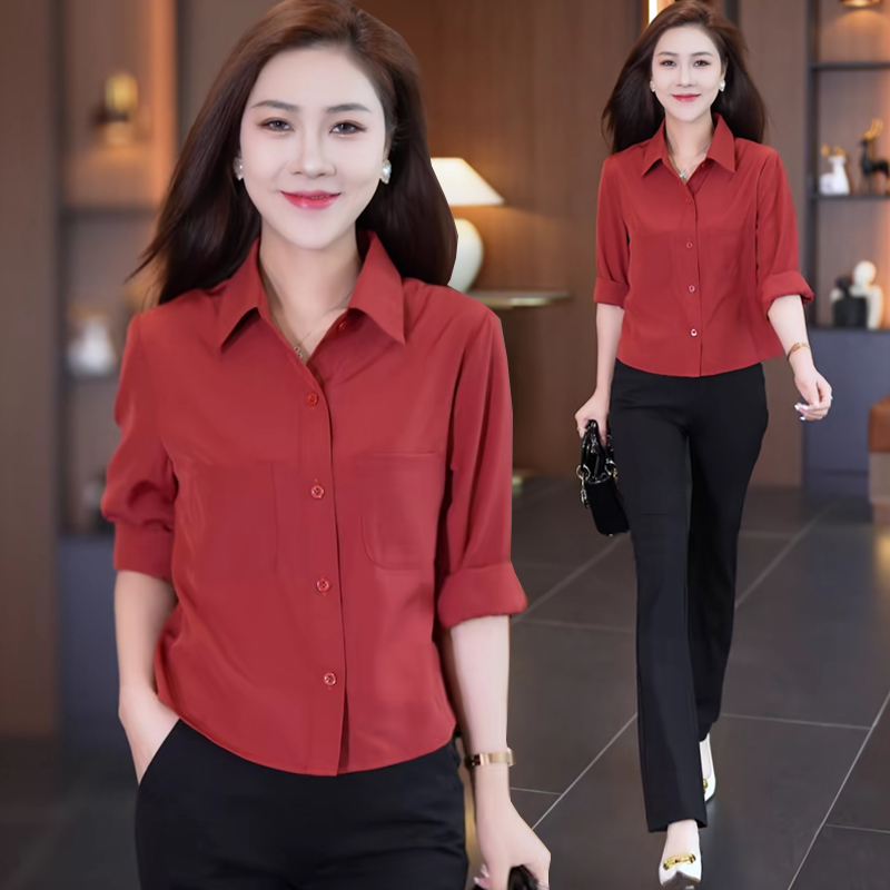 小个子时尚薄款衬衫女士遮肚子显瘦上衣2025春秋新款气质休闲衬衣