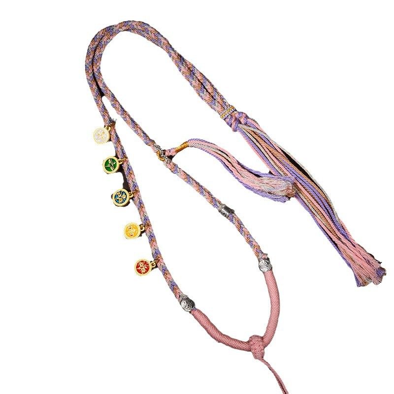 藏式手搓棉五路财神项链绳天珠手绘唐卡五路财神编织绳复古毛衣链,饰品/流行首饰/时尚饰品新,银饰项链,淘宝优惠券,粉丝福利购,淘宝优惠卷