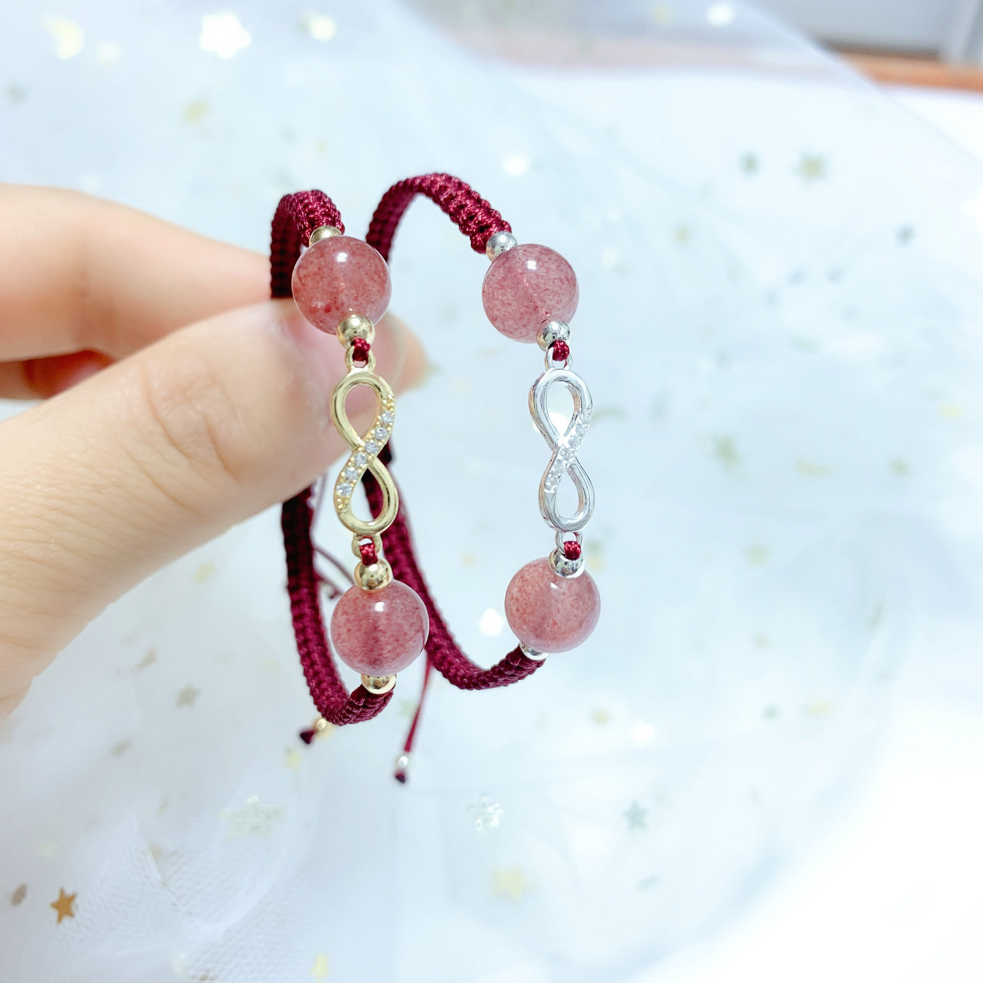 草莓晶编织红绳手链链条桃花石水晶手串8字手绳招桃花情侣款,饰品/流行首饰/时尚饰品新,银饰手链,淘宝优惠券,粉丝福利购,淘宝优惠卷