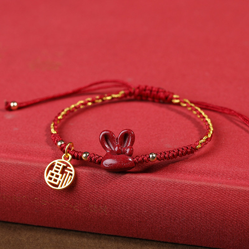 朱砂兔子手链女福牌手串本命年兔耳朵饰品新款红绳生肖兔ins手工,饰品/流行首饰/时尚饰品新,银饰手链,淘宝优惠券,粉丝福利购,淘宝优惠卷