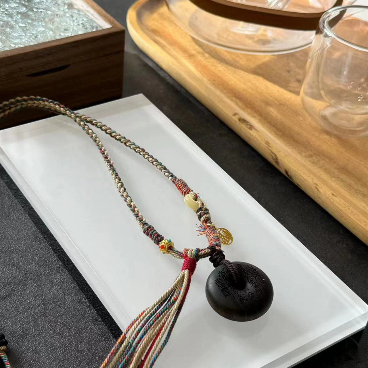 新中式山鬼花钱项链手搓棉线编织沉香平安扣编织绳吊坠项链复古小,饰品/流行首饰/时尚饰品新,银饰项链,淘宝优惠券,粉丝福利购,淘宝优惠卷