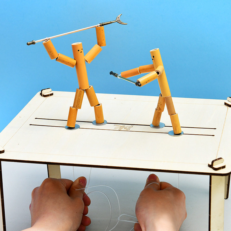 竹节人材料包DIY小竹人老师指定双人对战益智游戏竹节人带PK桌