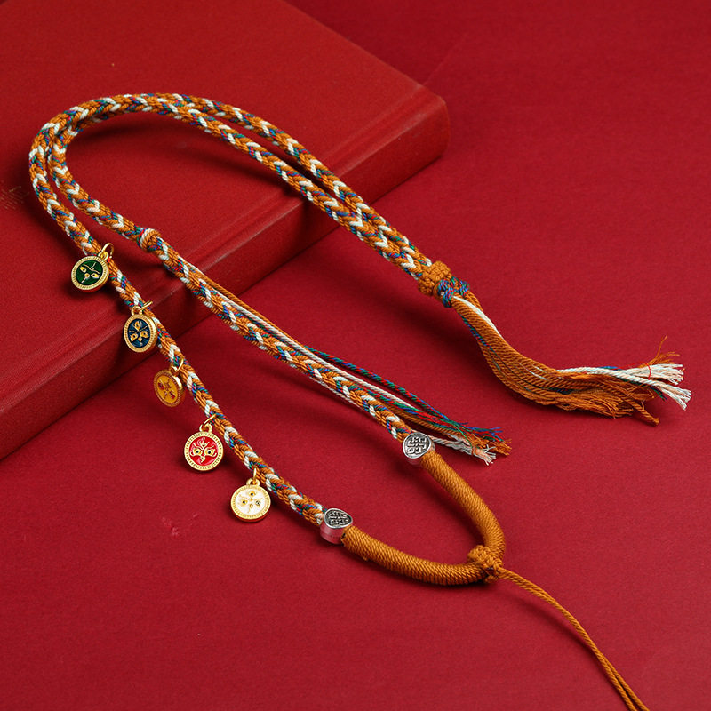 五路项链藏式手工编织棉线八股编织吊坠项链唐卡挂绳佛牌吊坠,饰品/流行首饰/时尚饰品新,银饰项链,淘宝优惠券,粉丝福利购,淘宝优惠卷