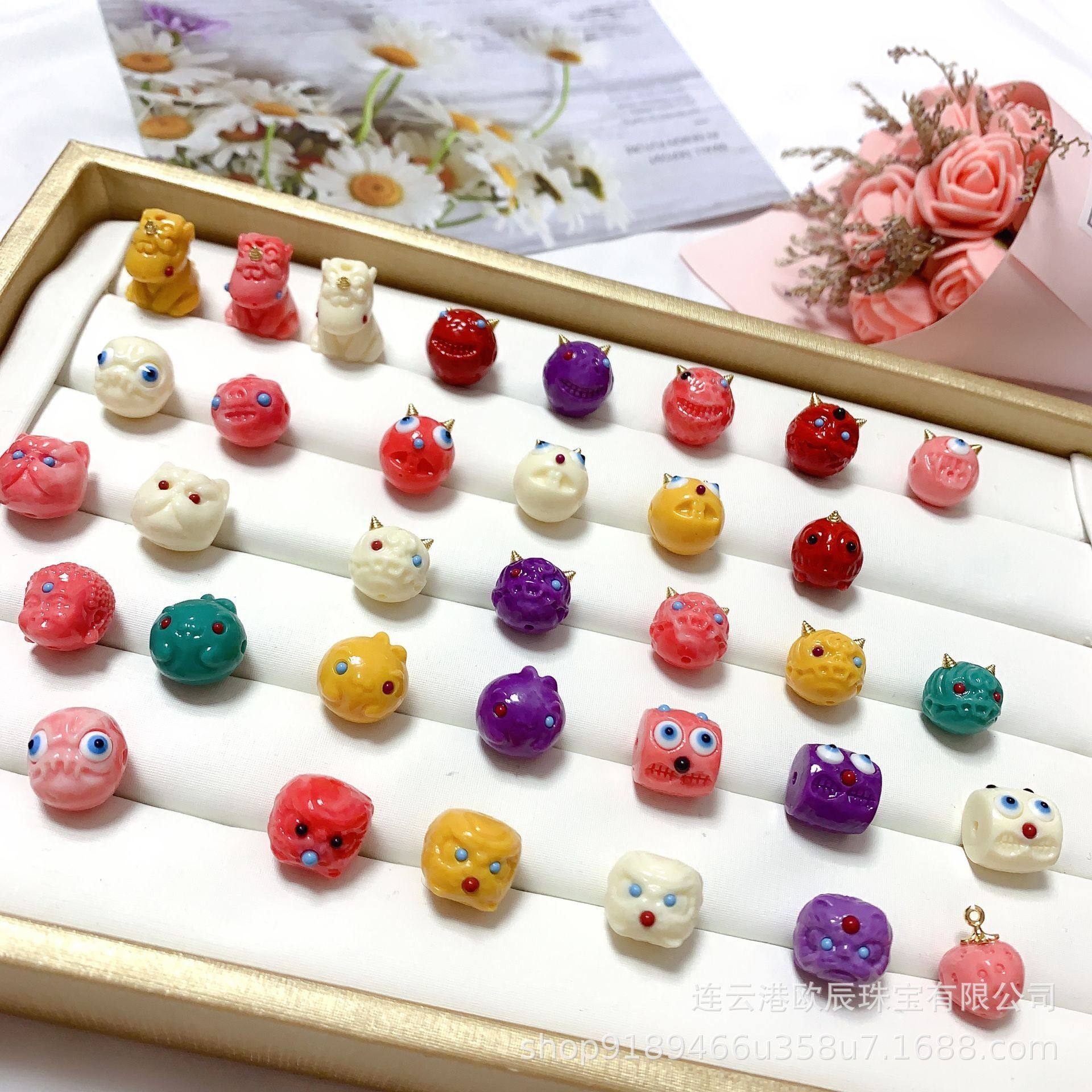 小怪兽珠子珠珠菱镁矿圆珠桶珠配件DIY多宝手链饰品配珠萌趣,饰品/流行首饰/时尚饰品新,其他DIY饰品配件,淘宝优惠券,粉丝福利购,淘宝优惠卷