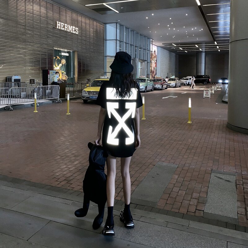 潮牌反光韩版闺蜜装ins风短袖t恤