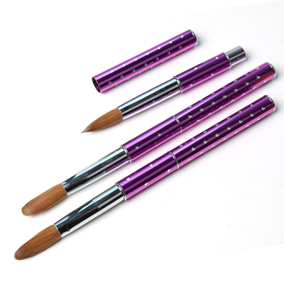 美甲貂毛笔水晶笔水晶延长甲刷扑粉真动物毛金属杆欧美大号厚毛