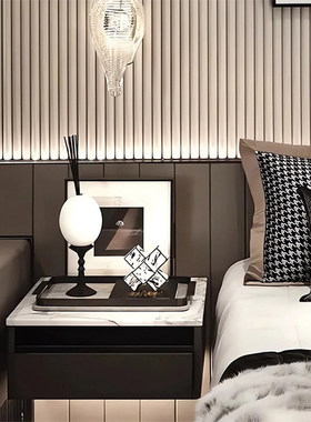 现代简约中古风卧室床头柜样板房家居金属装饰摆件软装组合套装