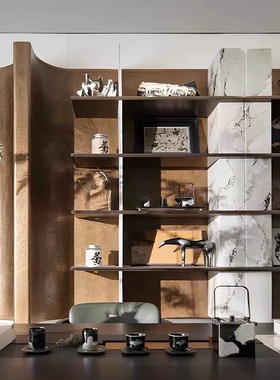 【八度空间】新中式现代书柜电视柜首饰盒花器苔藓设计师组合摆件