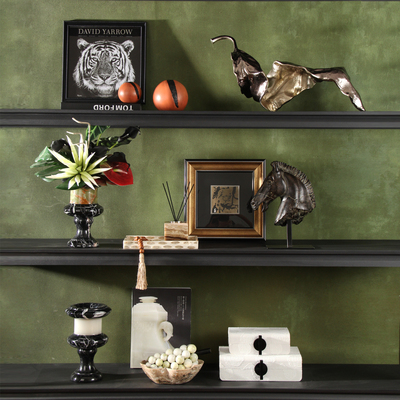 八度空间新中式样板间售楼处书房博古架香薰摆件花艺装饰品摆件