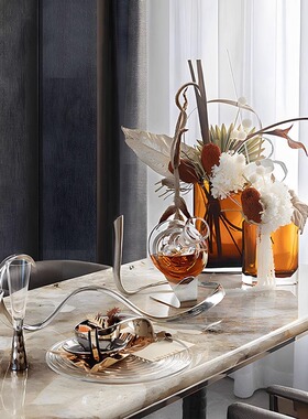 【八度空间】轻奢现代样板间客厅餐厅琥珀花器洋酒具烛台饰品摆件