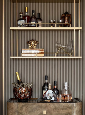 中古风玻璃酒柜装饰摆件桌面酒瓶收纳架展示柜开放格软装饰酒具