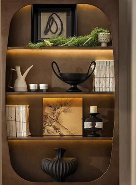 中国风新中式宋代美学家居书柜摆件高端大气氛围感样板间书房软装